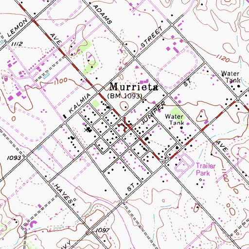 Topographic Map of Murrieta, CA