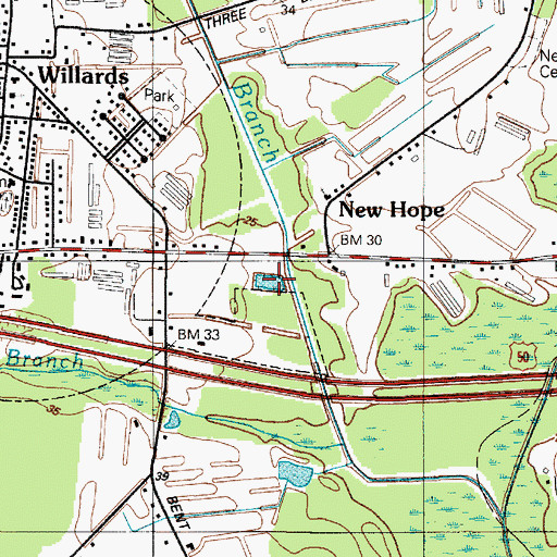 Topographic Map of Newhope Pond (historical), MD