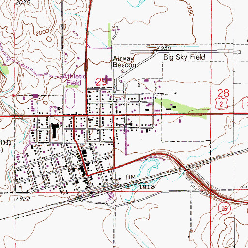 Topographic Map of Trinity Lutheran Church, MT