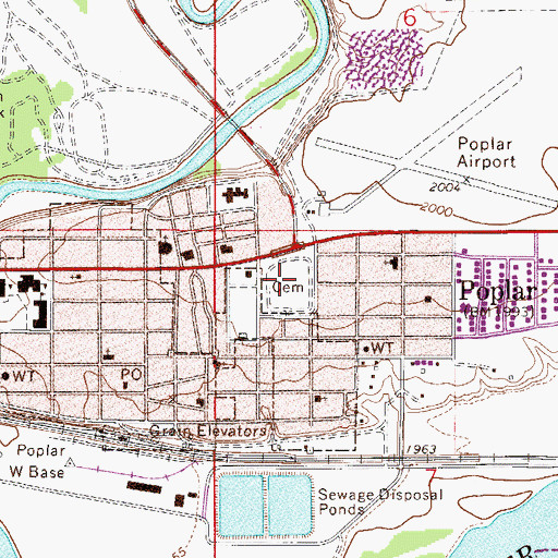 Topographic Map of Poplar Cemetery, MT