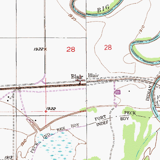 Topographic Map of Blair (historical), MT