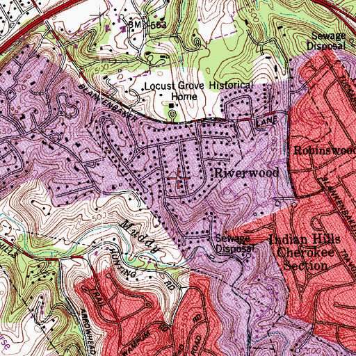 Topographic Map of Riverwood, KY