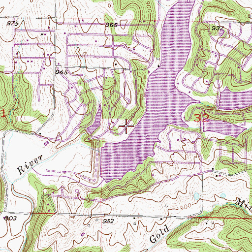 Topographic Map of Crystal Lakes, MO