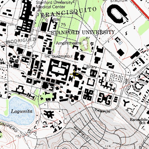 Topographic Map of Cecil H Green Library, CA