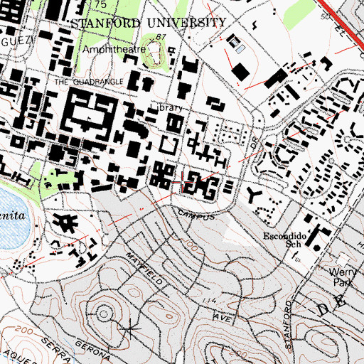 Topographic Map of Wilbur Hall, CA
