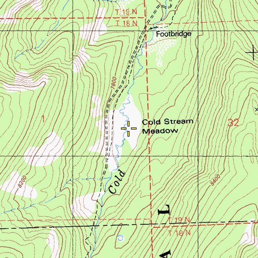 Topographic Map of Cold Stream Meadow, CA