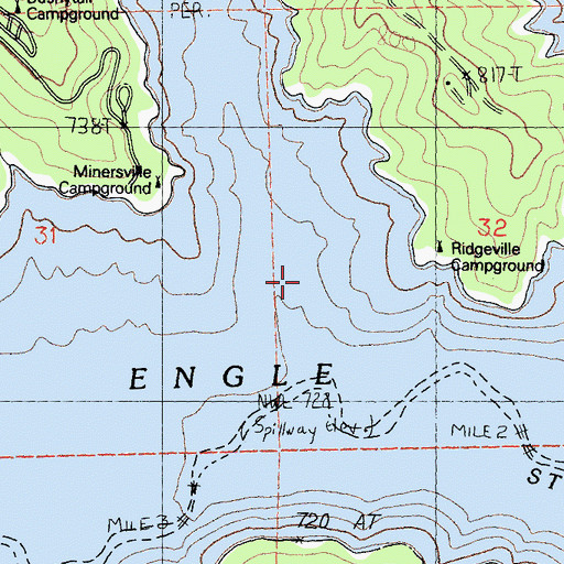 Topographic Map of Cement and Mule Creek Mine, CA