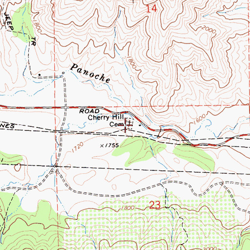 Topographic Map of Cherry Hill School (historical), CA