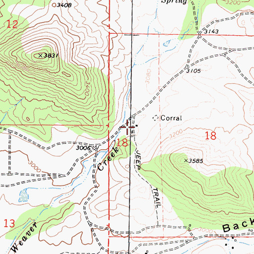 Topographic Map of Benner Ranch, CA