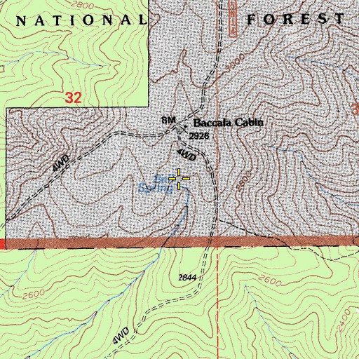 Topographic Map of Bell Cabin (historical), CA