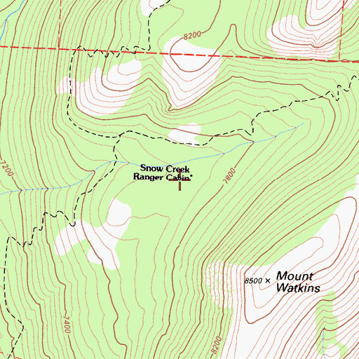Topographic Map of Snow Creek Ranger Cabin, CA