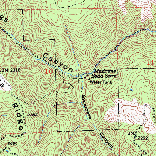 Topographic Map of Madrone Soda Springs (historical), CA