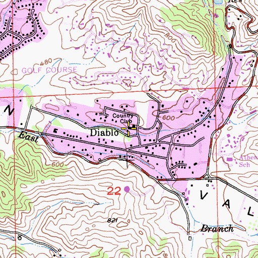 Topographic Map of Diablo Country Club, CA