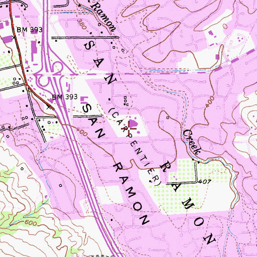 Topographic Map of John Baldwin Elementary School, CA