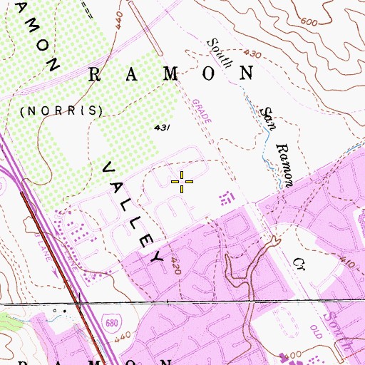Topographic Map of San Ramon Library, CA
