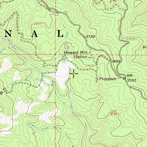 Topographic Map of Howard Mill (historical), CA