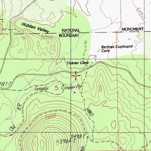Topographic Map of Tickner Chimneys, CA