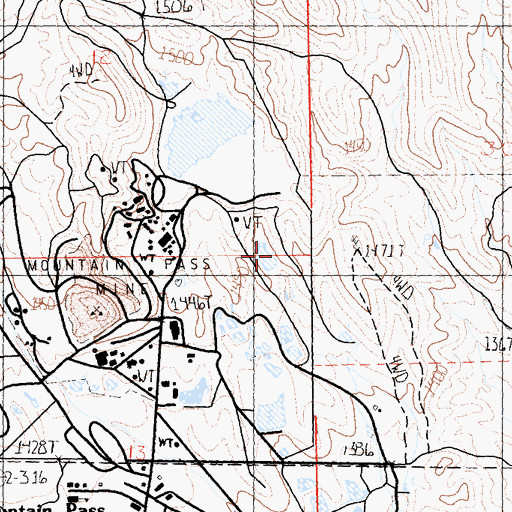 Topographic Map of Bullsnake Prospect, CA