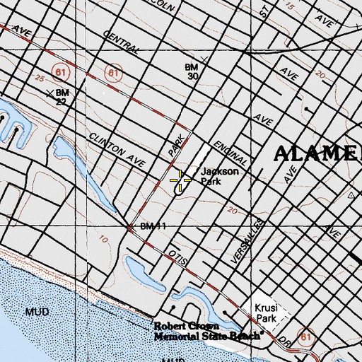 Topographic Map of Alameda Park, CA