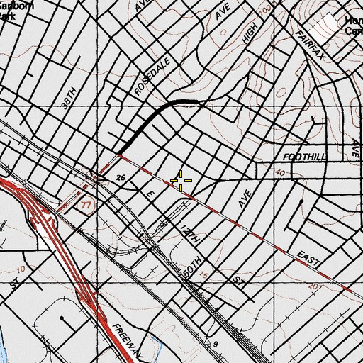 Topographic Map of Fruitvale Plaza, CA