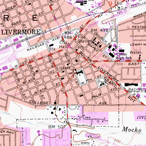 Topographic Map of Livermore Grammar School (historical), CA