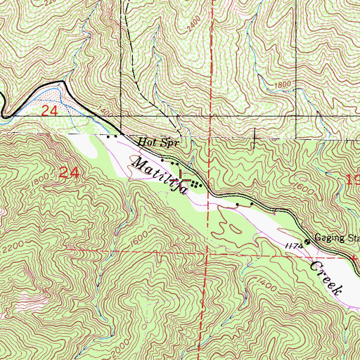 Topographic Map of Vickers Hot Springs, CA