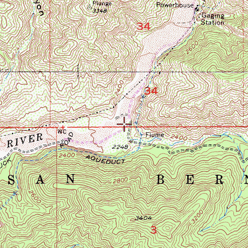 Topographic Map of Hot Springs, CA