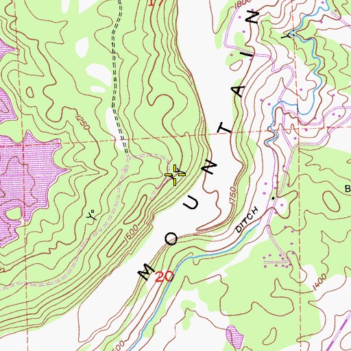 Topographic Map of Punch Bowl Mine, CA