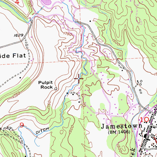 Topographic Map of Shore Mine, CA