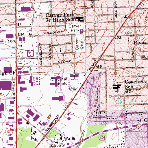 Topographic Map of Albany Area Vocational High School, GA