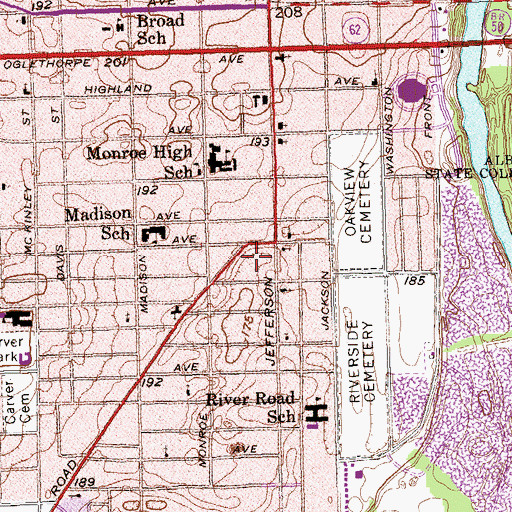 Topographic Map of Gloriana, GA