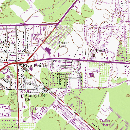 Topographic Map of Grove Park, GA