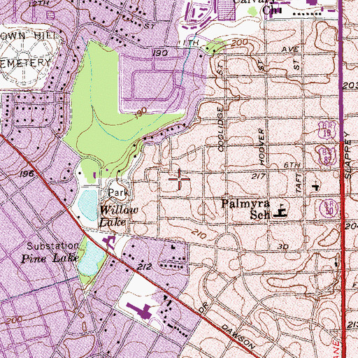 Topographic Map of Hedrick Park, GA