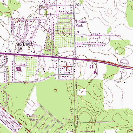 Topographic Map of Powell Place, GA