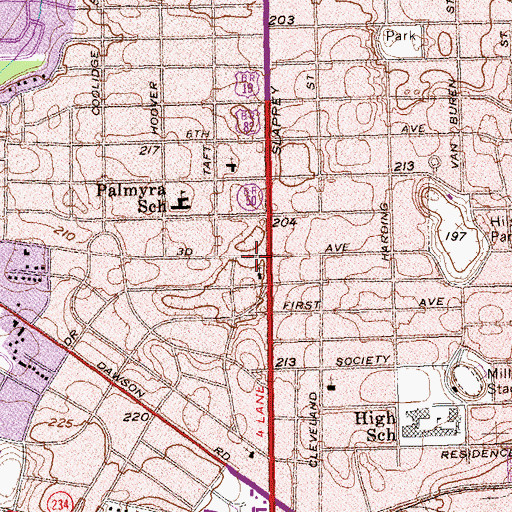 Topographic Map of Third Avenue Shopping Center, GA