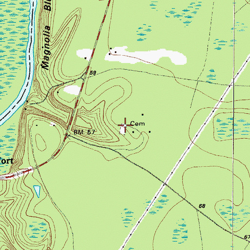 Topographic Map of Burnt Fort Cemetery, GA