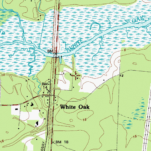 Topographic Map of White Oak Plantation (historical), GA