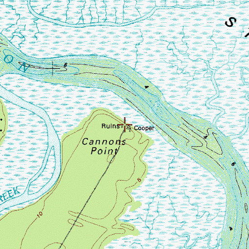 Topographic Map of Cannons Point Plantation (historical), GA