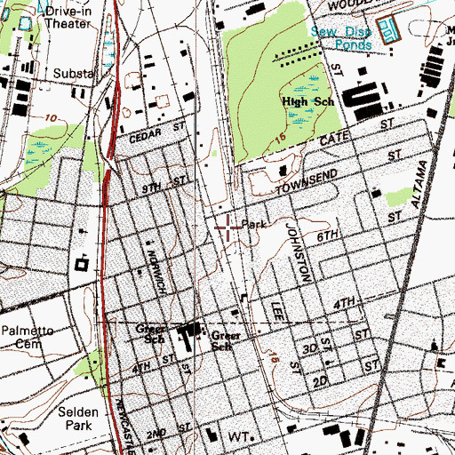 Topographic Map of Madge Merritt Park, GA