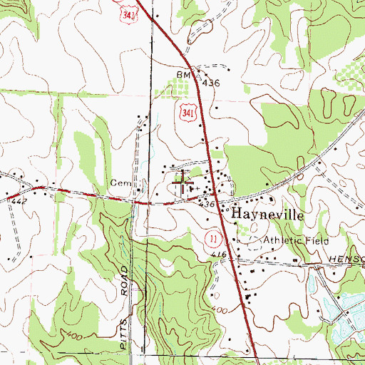 Topographic Map of Hayneville Cemetery, GA
