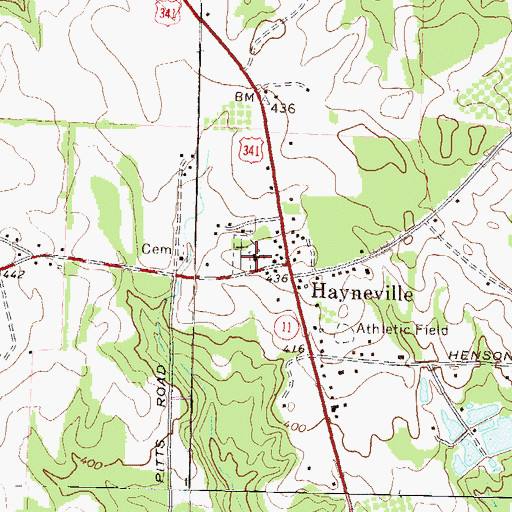 Topographic Map of Hayneville First Baptist Church, GA