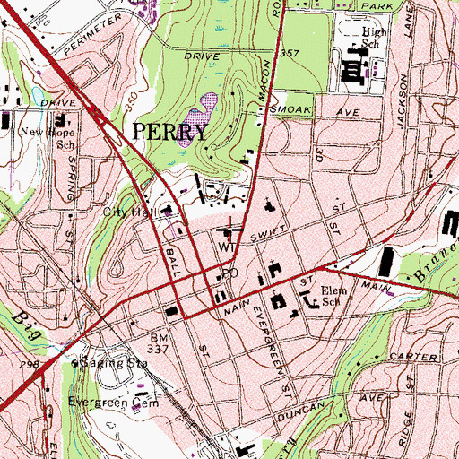 Topographic Map of Perry Academy (historical), GA