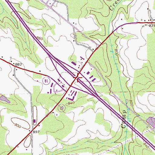 Topographic Map of Exit 70, GA
