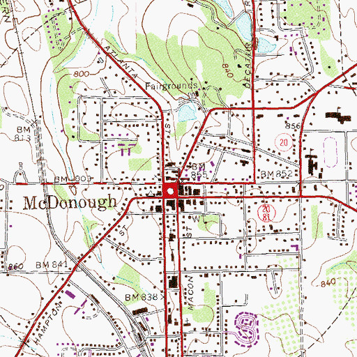 Topographic Map of Henry County Courthouse, GA