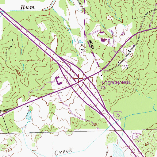 Topographic Map of Interchange 73, GA