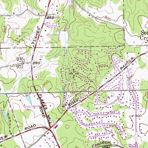 Topographic Map of Panola Woods, GA