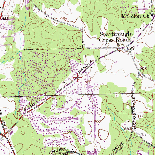 Topographic Map of Strawberry Hills, GA