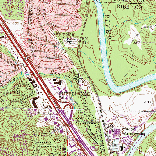 Topographic Map of Riverview, GA