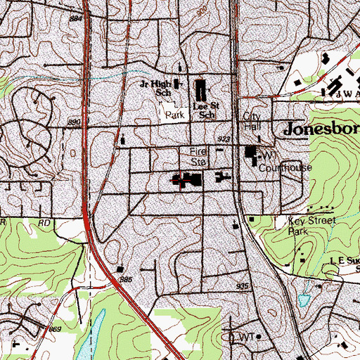 Topographic Map of First Baptist Church of Jonesboro, GA