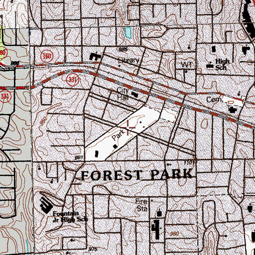 Topographic Map of Forest Park City Park, GA